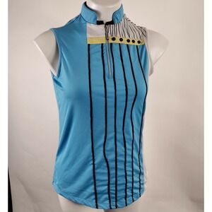 Jamie Sadock XS Blue White Black Stripe  1/3 Zip Sleeveless Golf Top